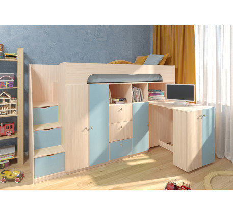 Кровать-чердак Астра-11 для подростка со столом и шкафом